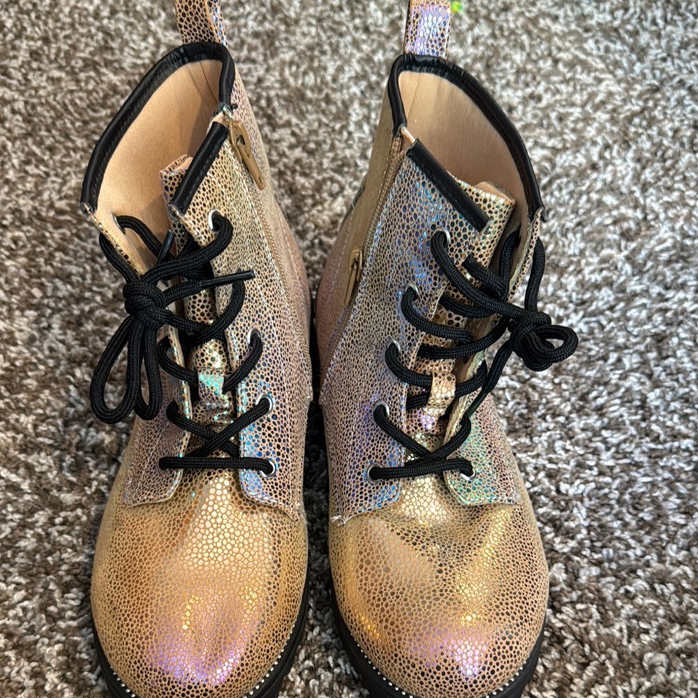 Iridescent Lace-Up Boots
